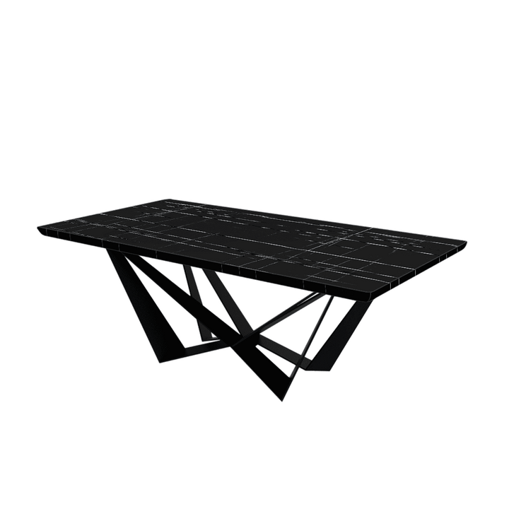 Rectangular Marble Dining Table 2.1×1.1m | Black Metal Spider Base