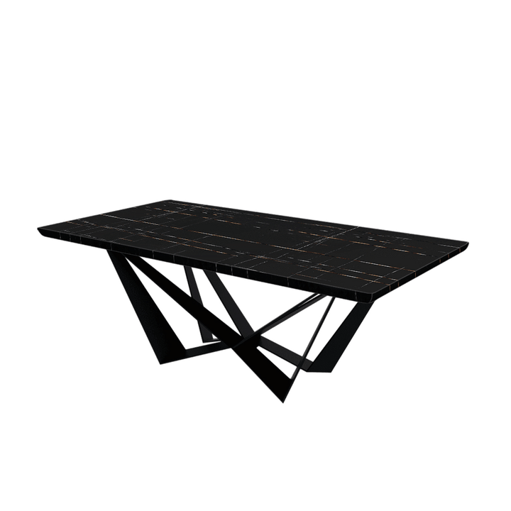 Rectangular Marble Dining Table 2.1×1.1m | Black Metal Spider Base