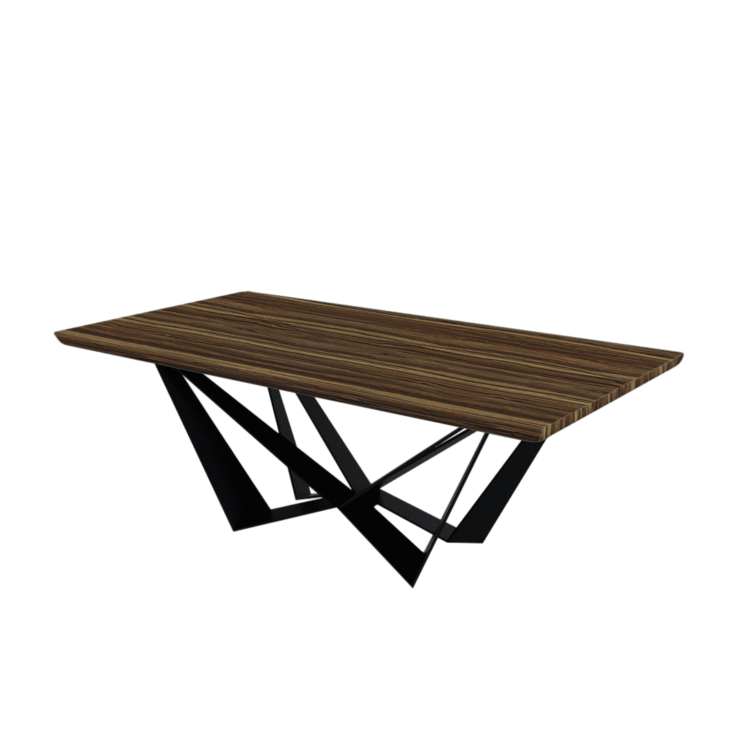 Rectangular Marble Dining Table 2.1×1.1m | Black Metal Spider Base