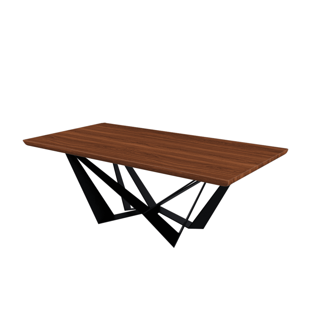 Rectangular Marble Dining Table 2.1×1.1m | Black Metal Spider Base