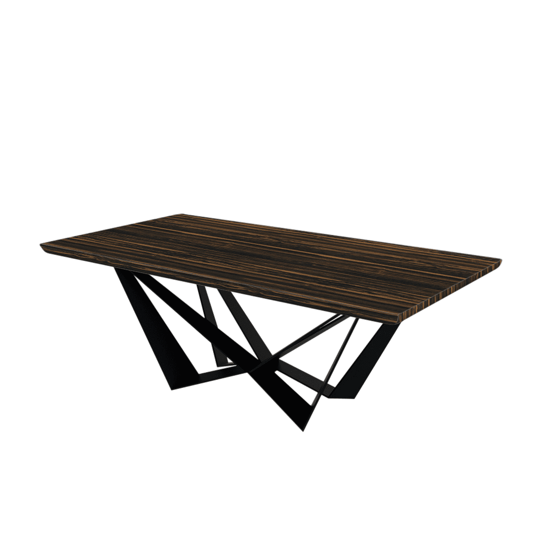 Rectangular Marble Dining Table 2.1×1.1m | Black Metal Spider Base