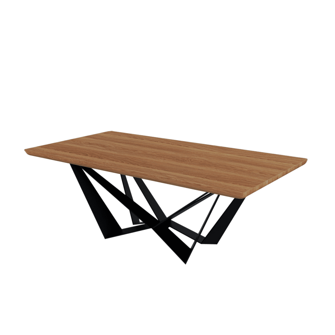 Rectangular Marble Dining Table 2.1×1.1m | Black Metal Spider Base