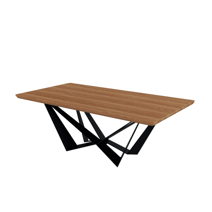 Rectangular Marble Dining Table 2.1×1.1m | Black Metal Spider Base