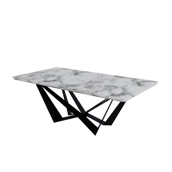 Rectangular Marble Dining Table 2.1×1.1m | Black Metal Spider Base