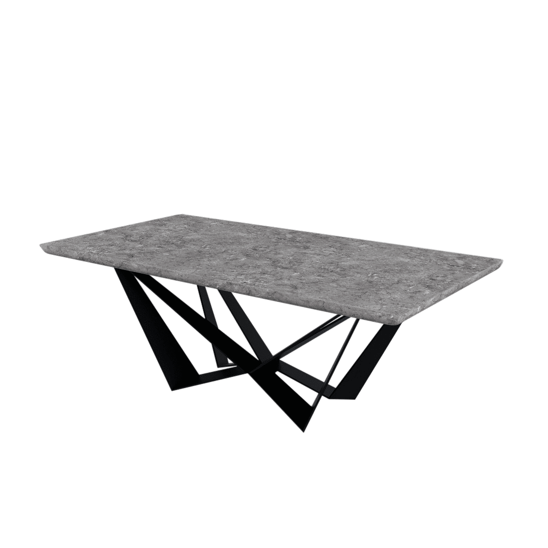 Rectangular Marble Dining Table 2.1×1.1m | Black Metal Spider Base