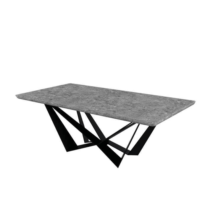 Rectangular Marble Dining Table 2.1×1.1m | Black Metal Spider Base