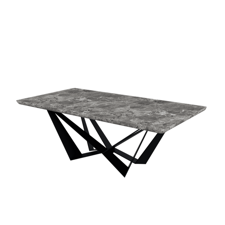 Rectangular Marble Dining Table 2.1×1.1m | Black Metal Spider Base
