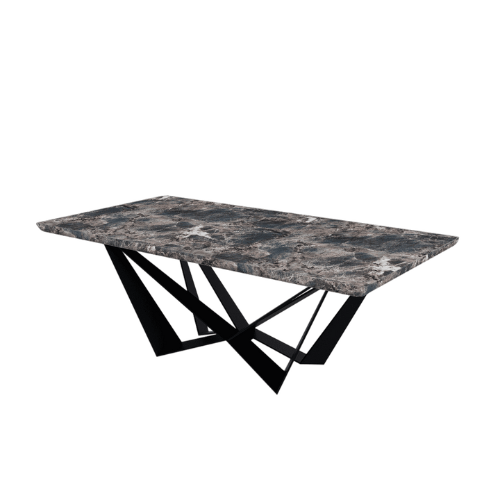 Rectangular Marble Dining Table 2.1×1.1m | Black Metal Spider Base