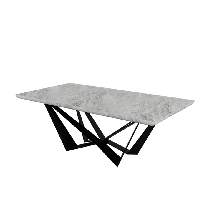 Rectangular Marble Dining Table 2.1×1.1m | Black Metal Spider Base