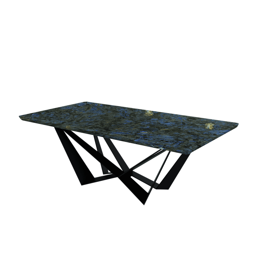 Rectangular Marble Dining Table 2.1×1.1m | Black Metal Spider Base