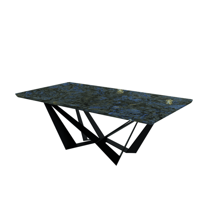 Rectangular Marble Dining Table 2.1×1.1m | Black Metal Spider Base