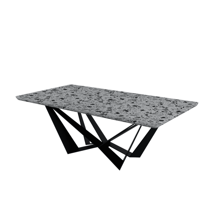 Rectangular Marble Dining Table 2.1×1.1m | Black Metal Spider Base