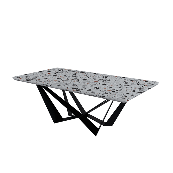 Rectangular Marble Dining Table 2.1×1.1m | Black Metal Spider Base