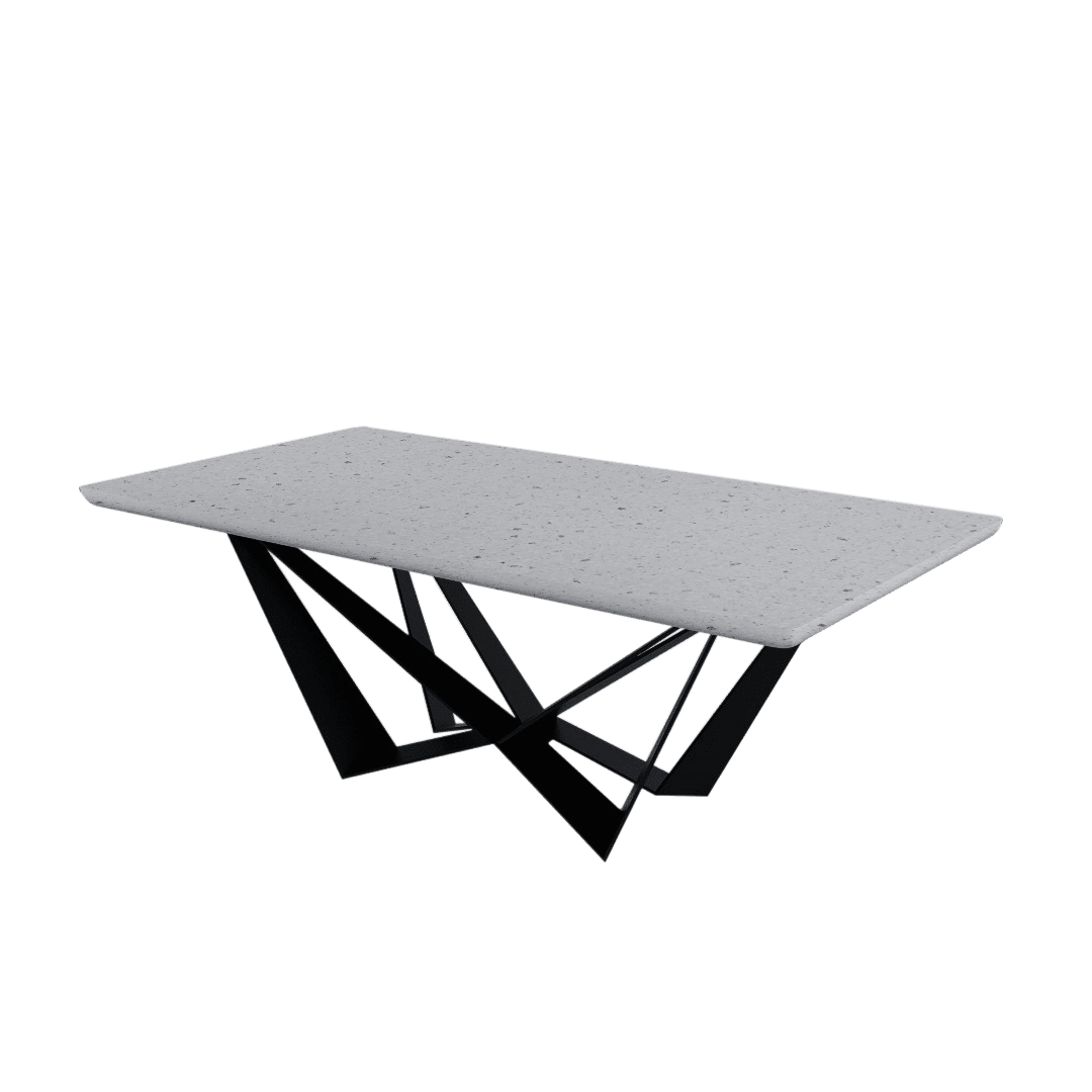 Rectangular Marble Dining Table 2.1×1.1m | Black Metal Spider Base