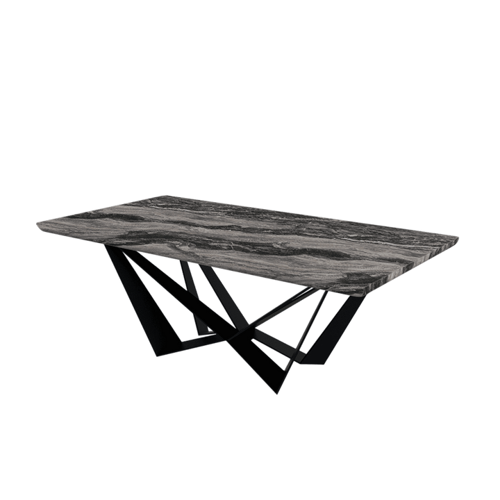 Rectangular Marble Dining Table 2.1×1.1m | Black Metal Spider Base