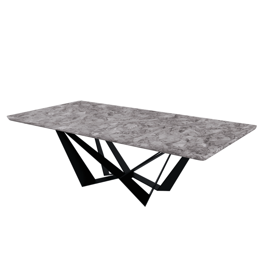 Rectangular Marble Dining Table 2.4×1.2m | Black Metal Spider Base