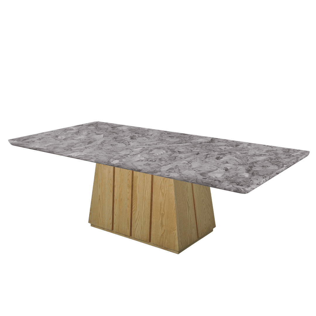Rectangular Marble Dining Table 2.4×1.2m | Ash Wood Panel Base