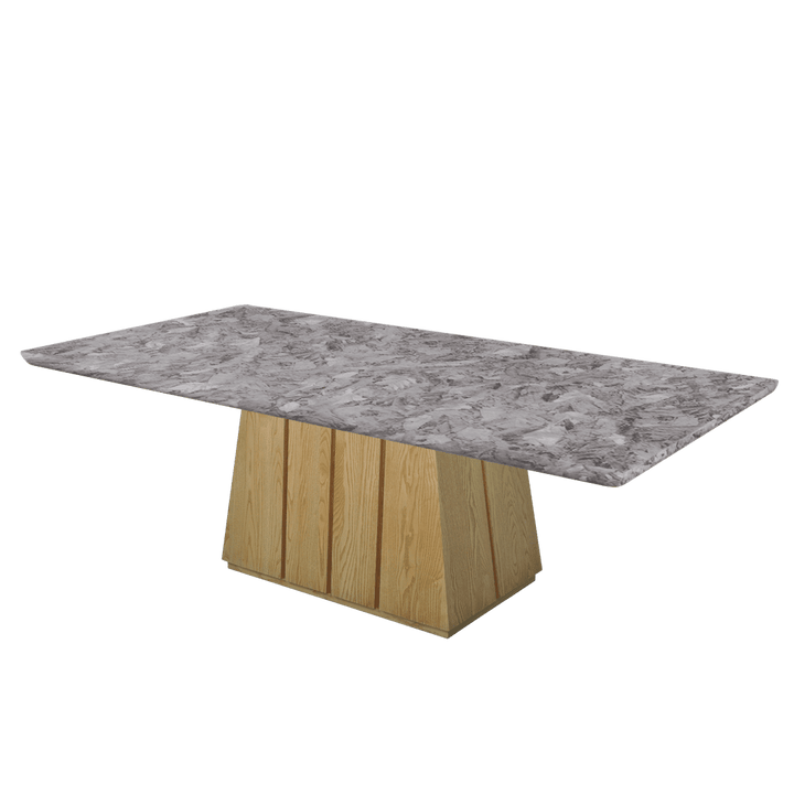 Rectangular Marble Dining Table 2.4×1.2m | Ash Wood Panel Base