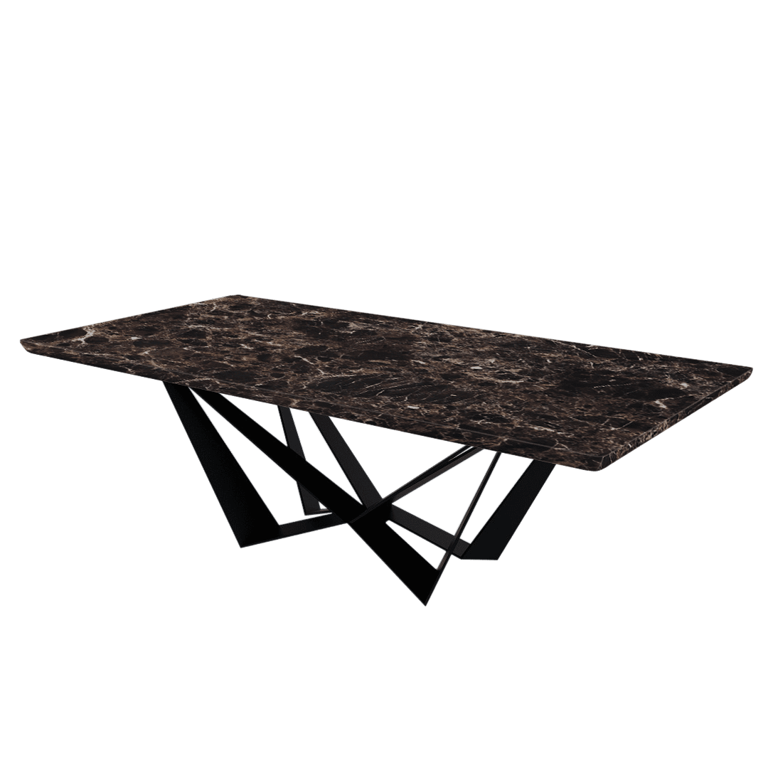 Rectangular Marble Dining Table 2.4×1.2m | Black Metal Spider Base