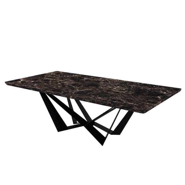 Rectangular Marble Dining Table 2.4×1.2m | Black Metal Spider Base