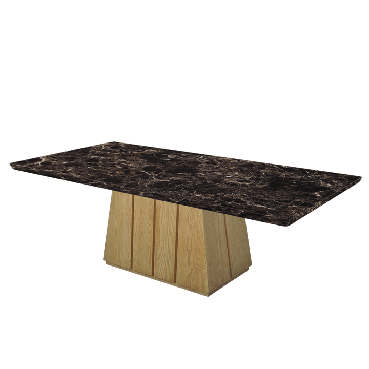Rectangular Marble Dining Table 2.4×1.2m | Ash Wood Panel Base