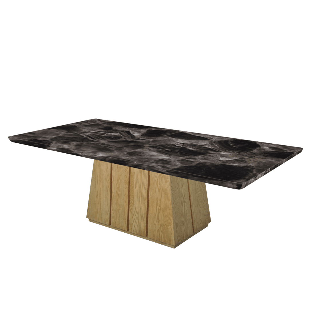 Rectangular Marble Dining Table 2.4×1.2m | Ash Wood Panel Base
