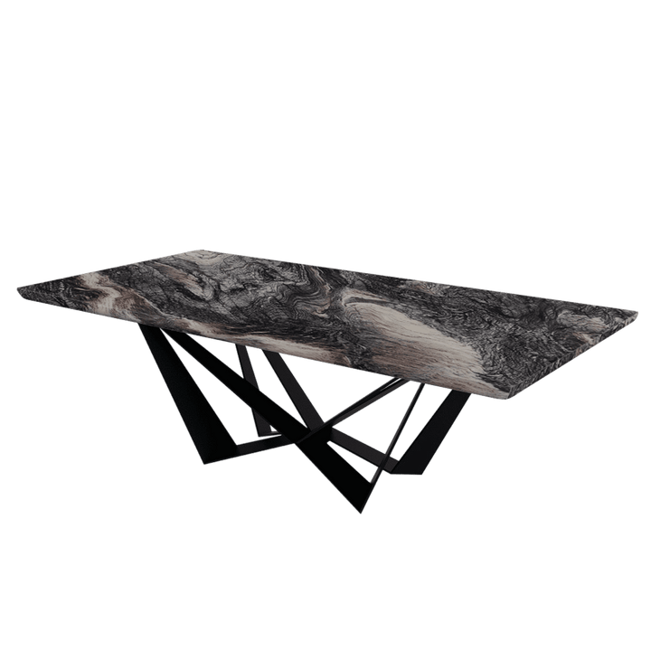 Rectangular Marble Dining Table 2.4×1.2m | Black Metal Spider Base