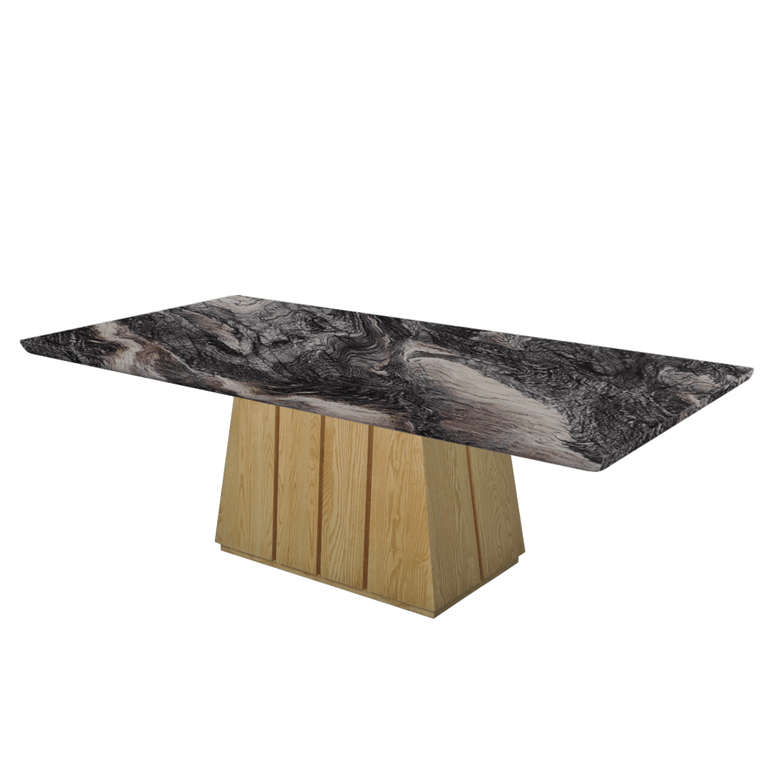 Rectangular Marble Dining Table 2.4×1.2m | Ash Wood Panel Base