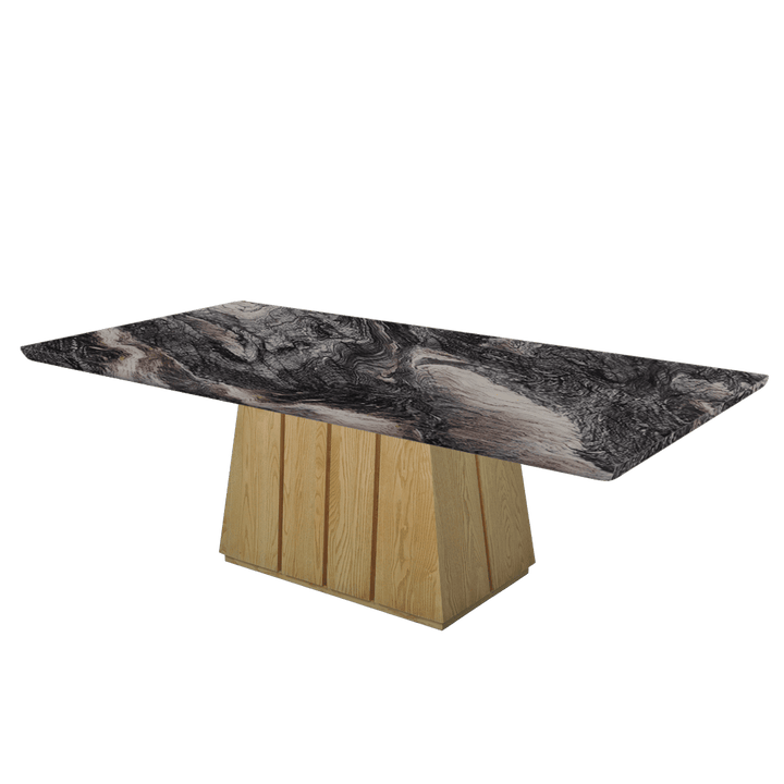 Rectangular Marble Dining Table 2.4×1.2m | Ash Wood Panel Base