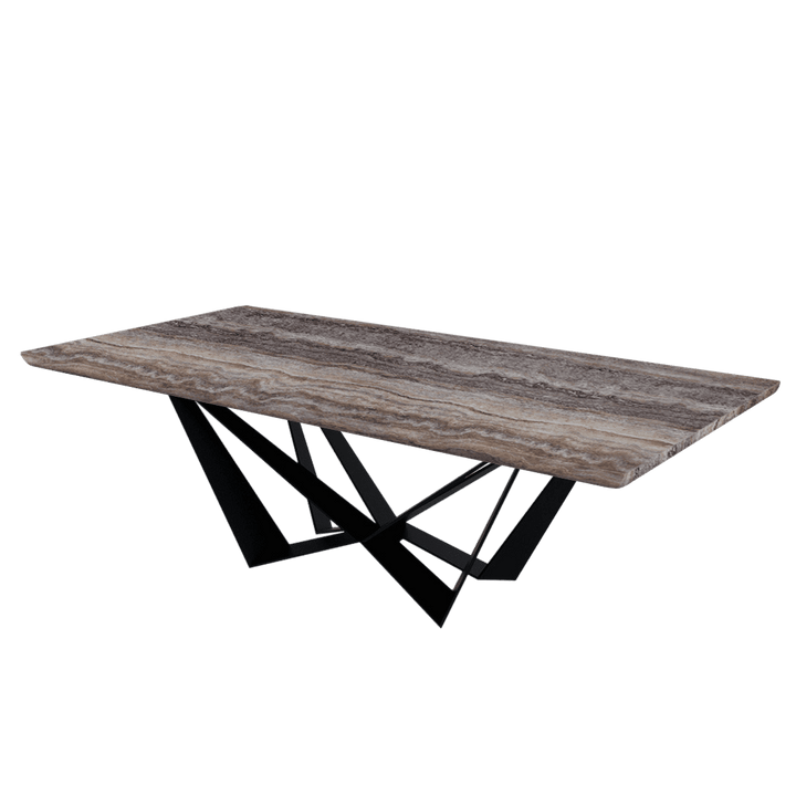 Rectangular Marble Dining Table 2.4×1.2m | Black Metal Spider Base