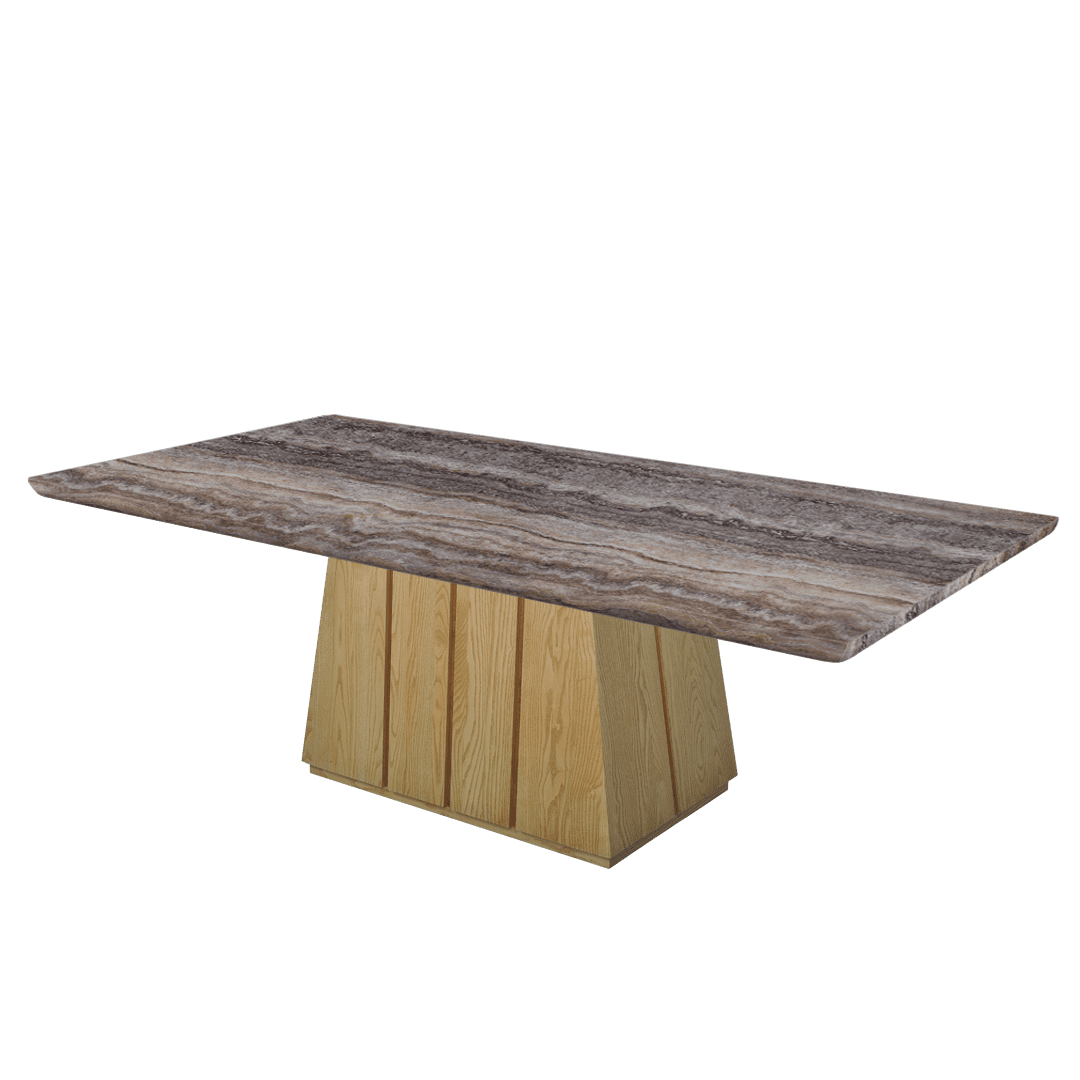 Rectangular Marble Dining Table 2.4×1.2m | Ash Wood Panel Base