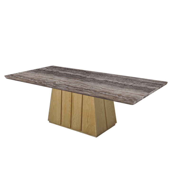 Rectangular Marble Dining Table 2.4×1.2m | Ash Wood Panel Base