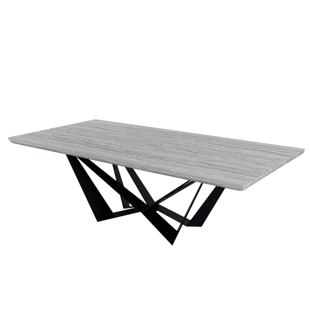 Rectangular Marble Dining Table 2.4×1.2m | Black Metal Spider Base