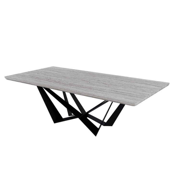 Rectangular Marble Dining Table 2.4×1.2m | Black Metal Spider Base