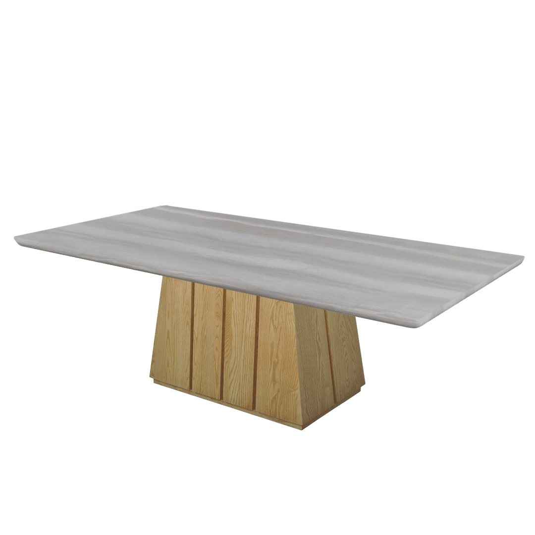 Rectangular Marble Dining Table 2.4×1.2m | Ash Wood Panel Base