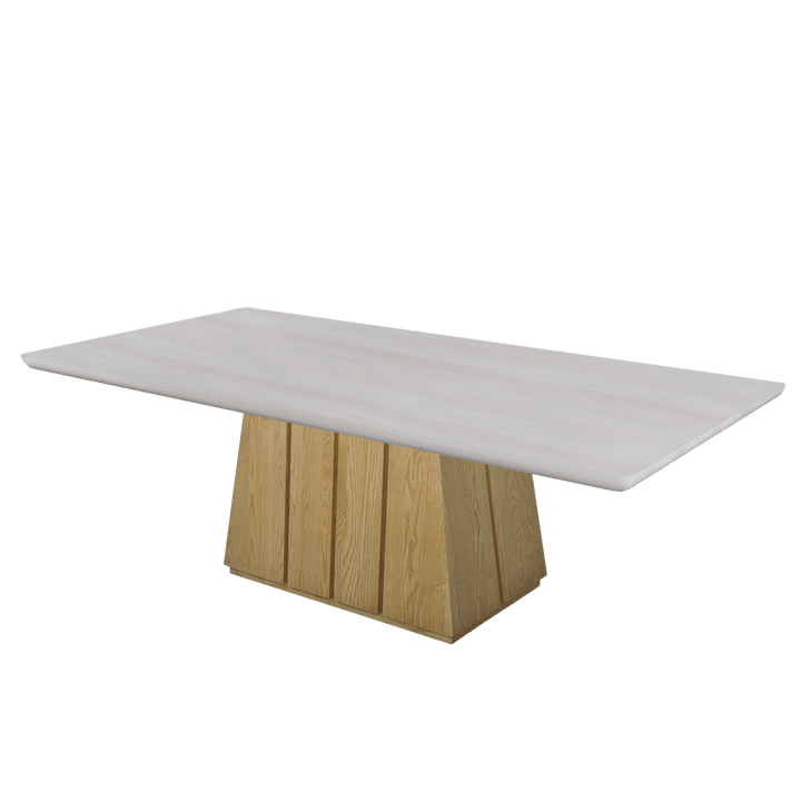 Rectangular Marble Dining Table 2.4×1.2m | Ash Wood Panel Base
