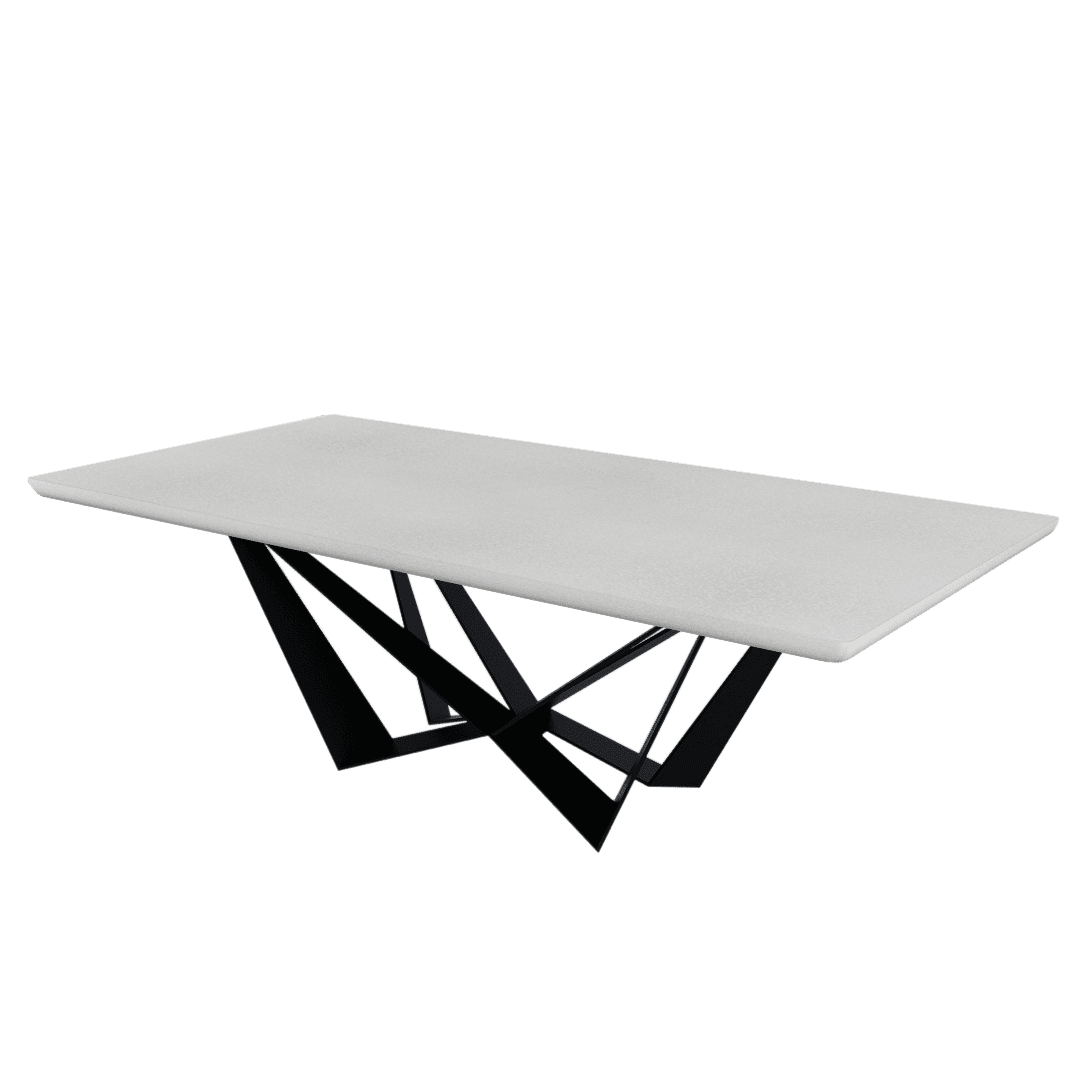 Rectangular Marble Dining Table 2.4×1.2m | Black Metal Spider Base