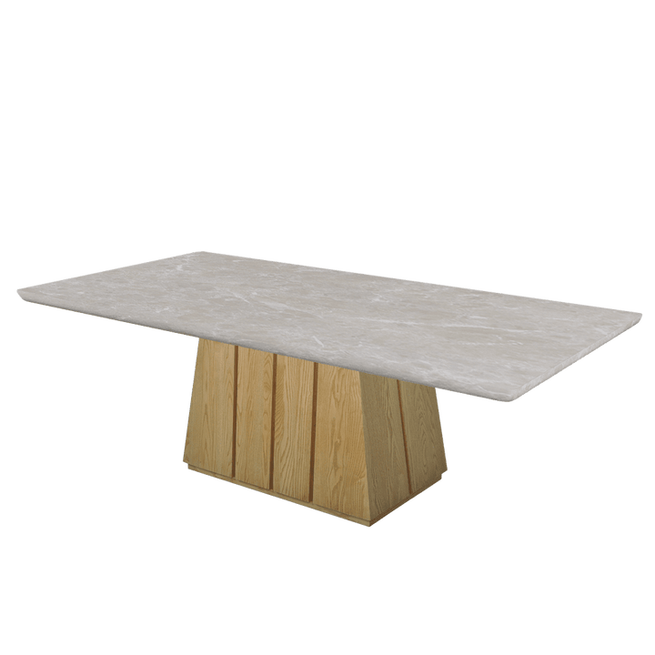 Rectangular Marble Dining Table 2.4×1.2m | Ash Wood Panel Base