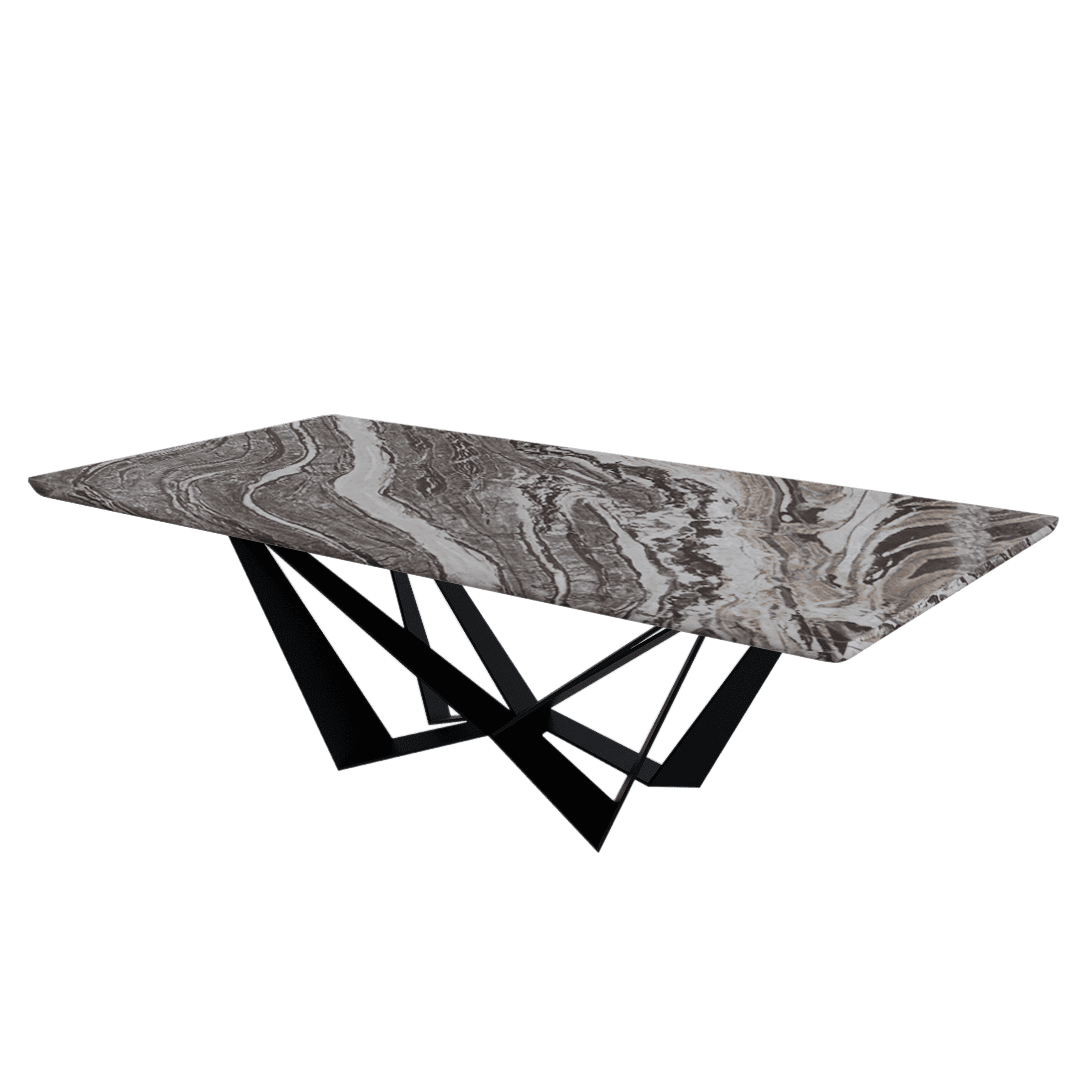 Rectangular Marble Dining Table 2.4×1.2m | Black Metal Spider Base