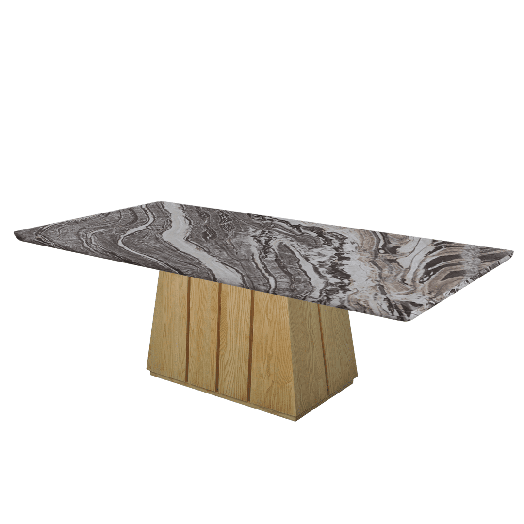 Rectangular Marble Dining Table 2.4×1.2m | Ash Wood Panel Base