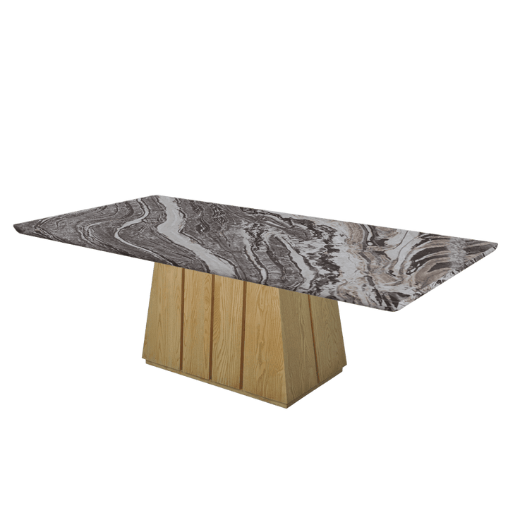 Rectangular Marble Dining Table 2.4×1.2m | Ash Wood Panel Base