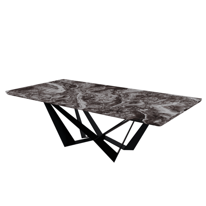Rectangular Marble Dining Table 2.4×1.2m | Black Metal Spider Base