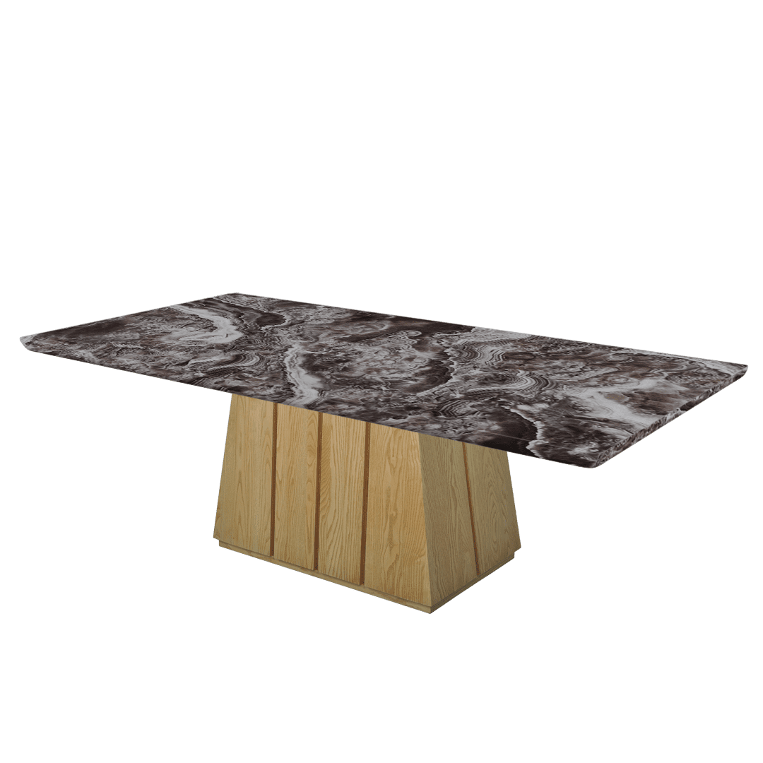Rectangular Marble Dining Table 2.4×1.2m | Ash Wood Panel Base