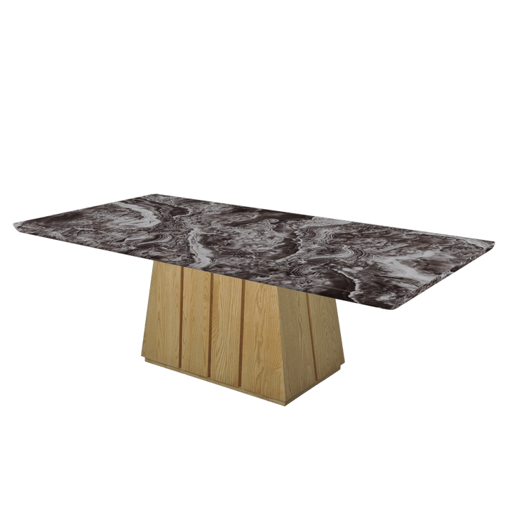 Rectangular Marble Dining Table 2.4×1.2m | Ash Wood Panel Base