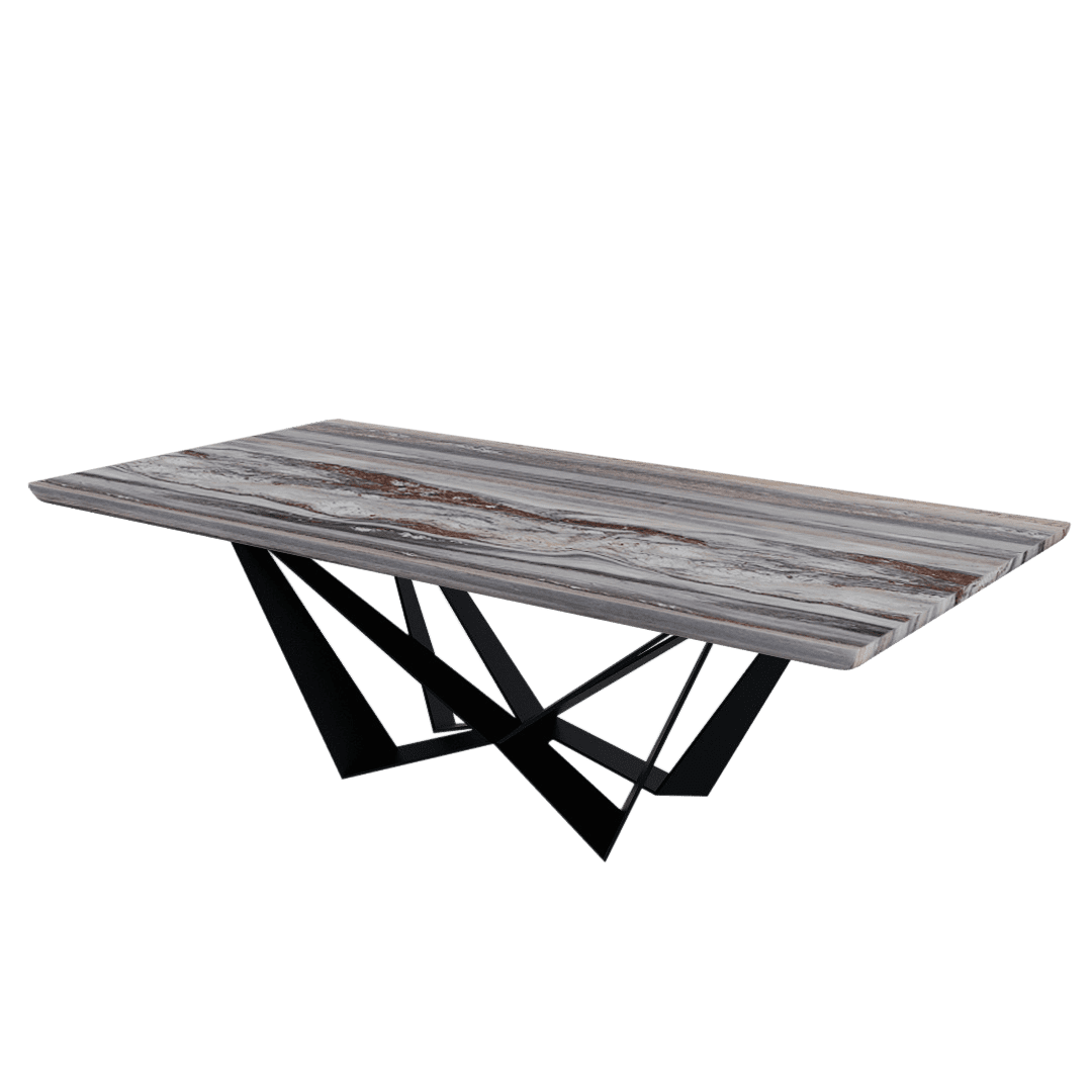Rectangular Marble Dining Table 2.4×1.2m | Black Metal Spider Base