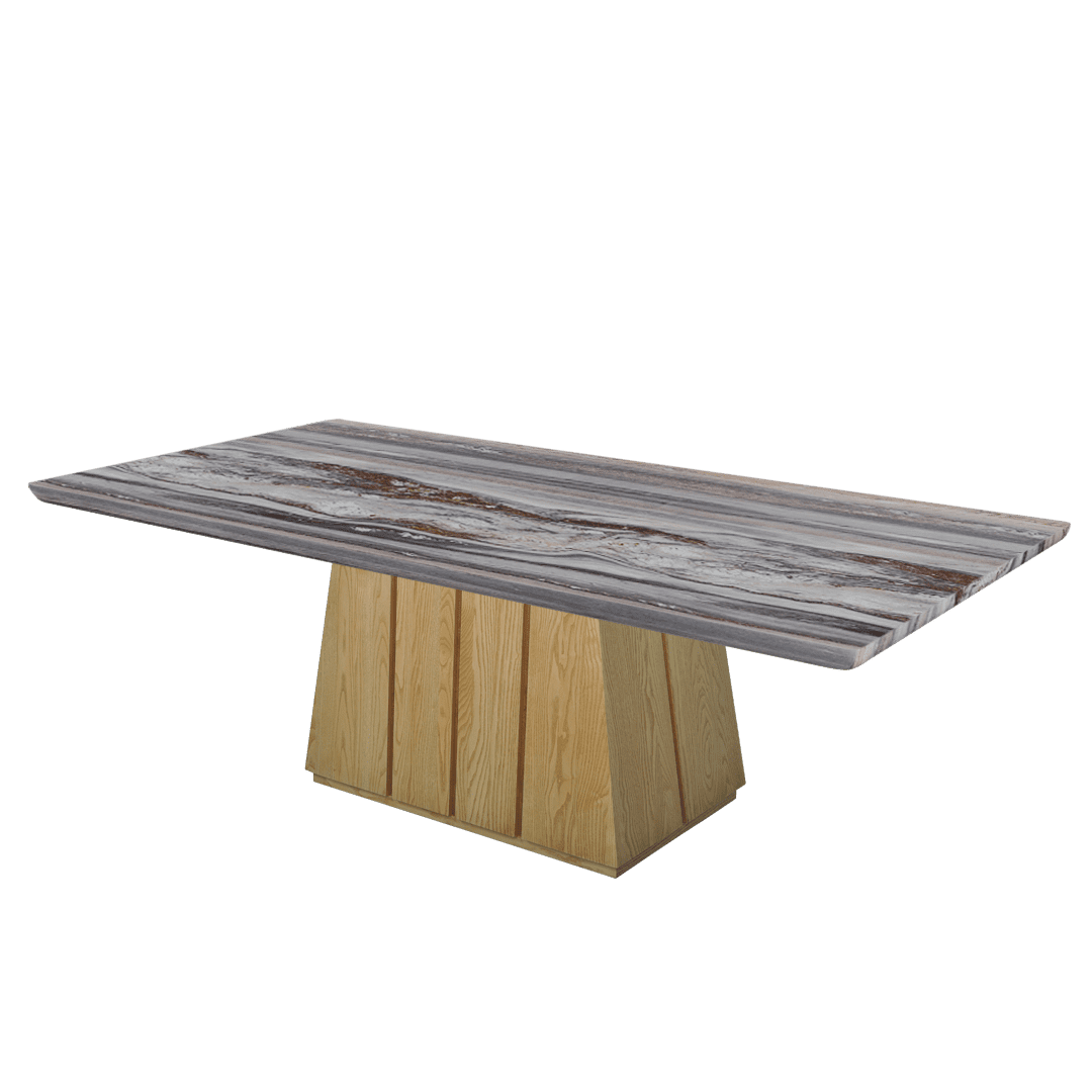 Rectangular Marble Dining Table 2.4×1.2m | Ash Wood Panel Base