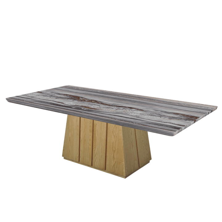 Rectangular Marble Dining Table 2.4×1.2m | Ash Wood Panel Base