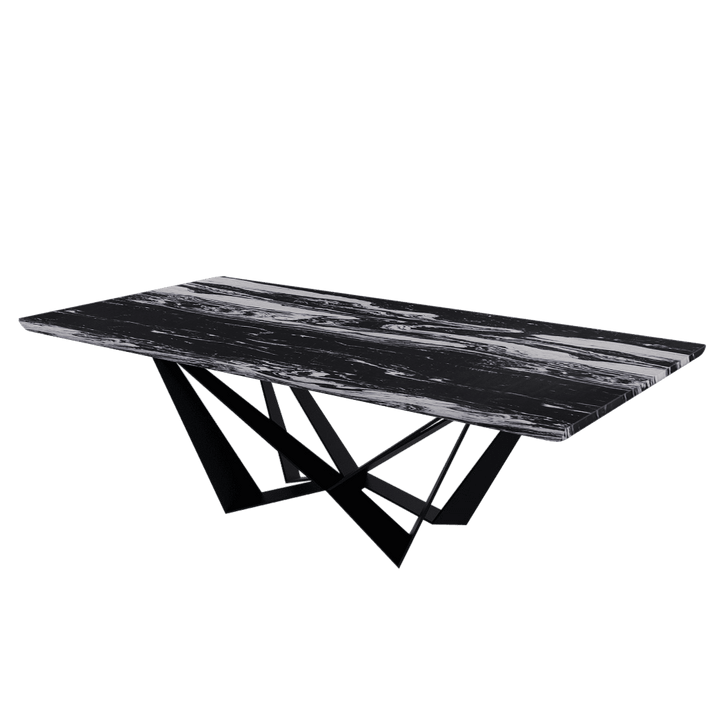 Rectangular Marble Dining Table 2.4×1.2m | Black Metal Spider Base
