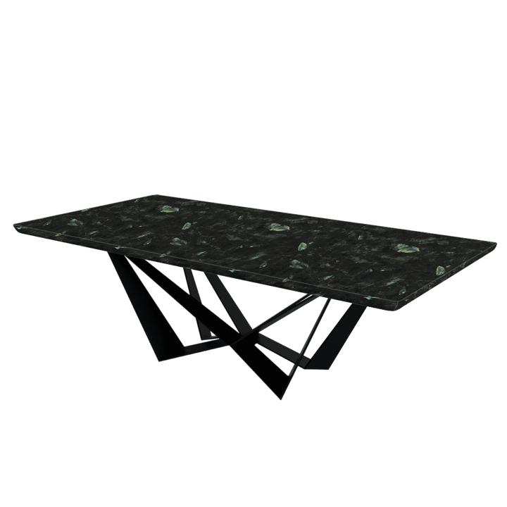 Rectangular Marble Dining Table 2.4×1.2m | Black Metal Spider Base