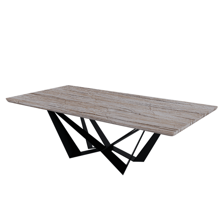 Rectangular Marble Dining Table 2.4×1.2m | Black Metal Spider Base